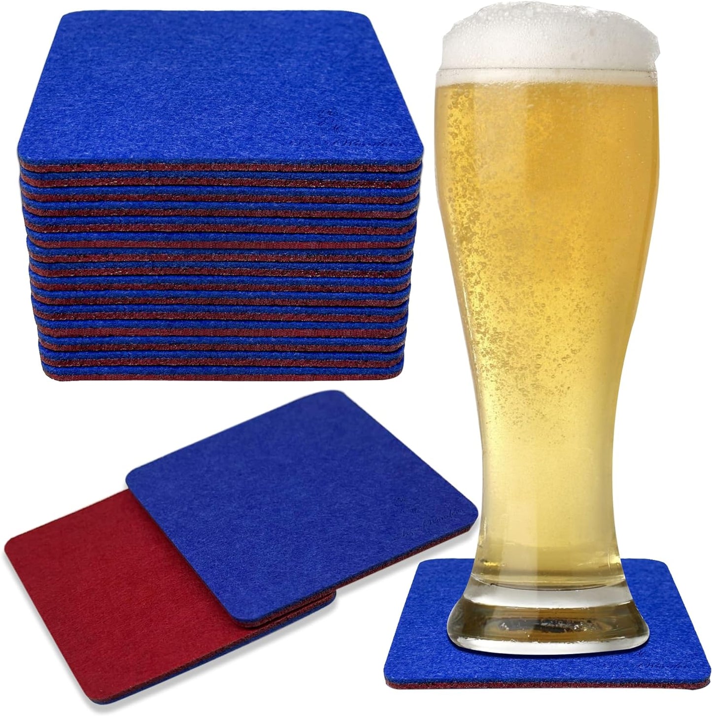 Premium Felt Coasters for Drink, by AA Wonders (Wine Red/Royal Blue)
