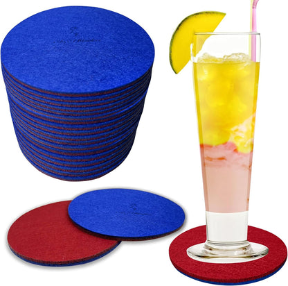 Premium Felt Coasters for Drink, by AA Wonders (Wine Red/Royal Blue)