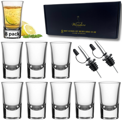 1.5 Oz Shot Glasses Set Of 8 With Heavy Base Shot Glass Set - Clear