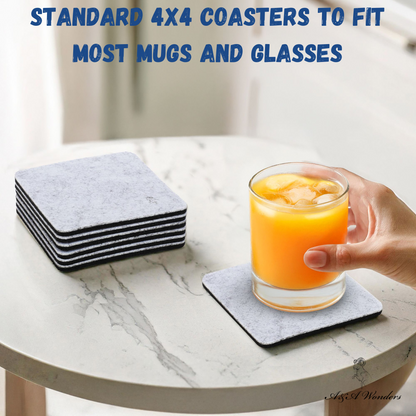 Premium Felt Coasters for Drink Set of 18 Pcs - (square)