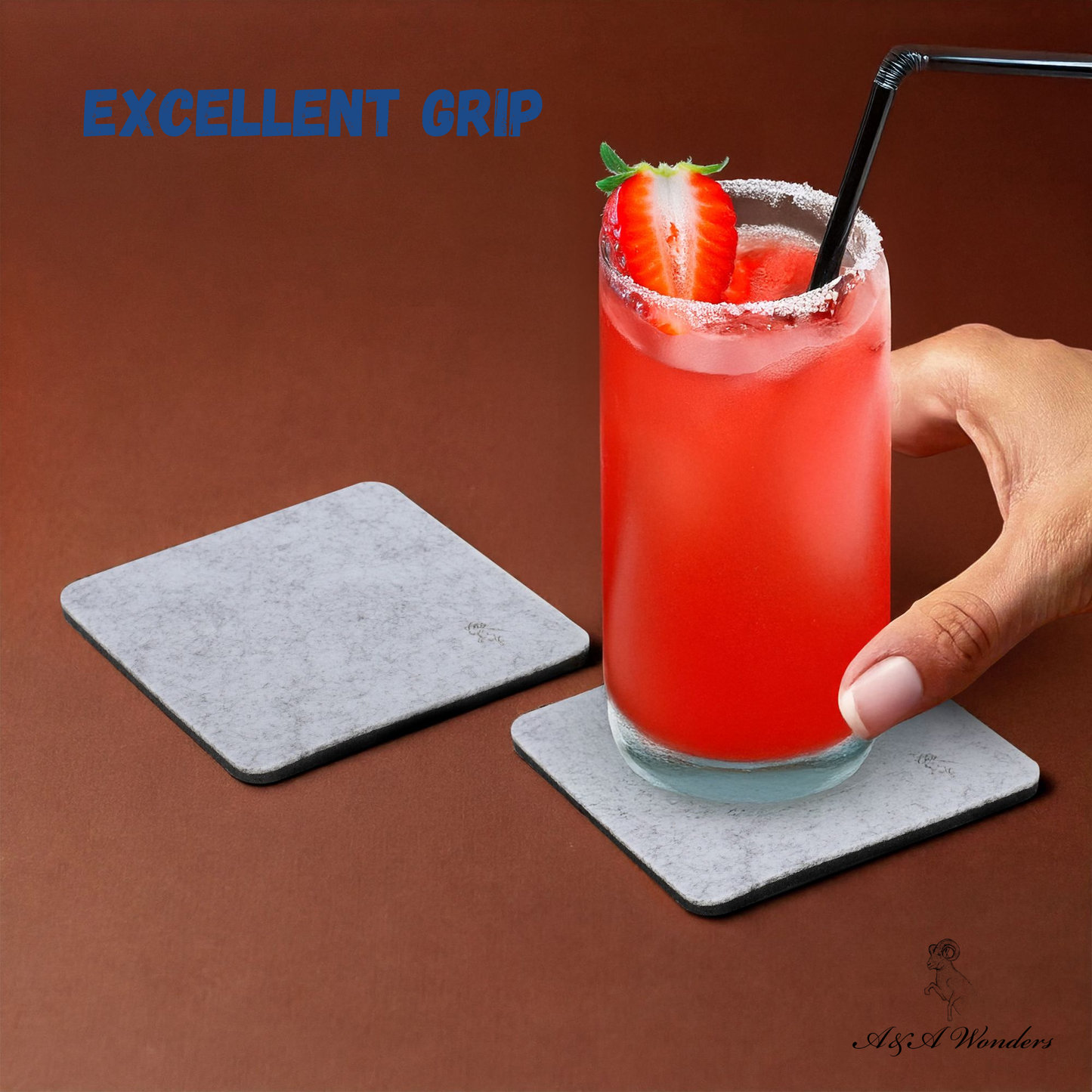 Premium Felt Coasters for Drink Set of 18 Pcs - (square)