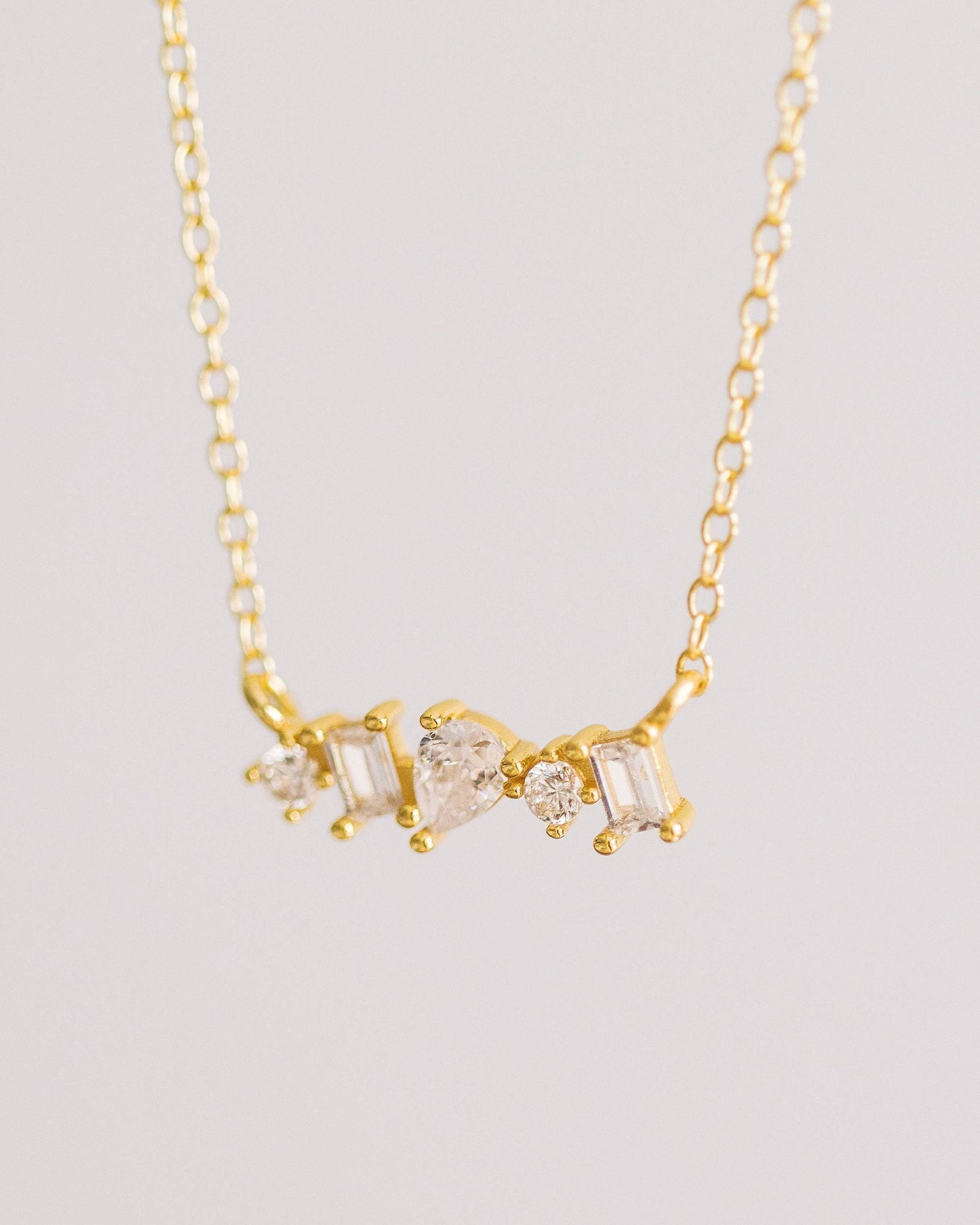 Gold Crystal Bar Necklace