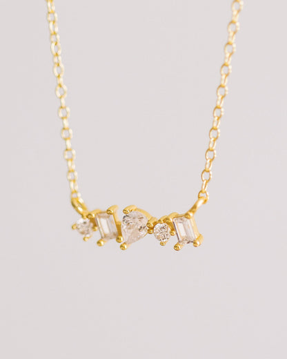 Gold Crystal Bar Necklace