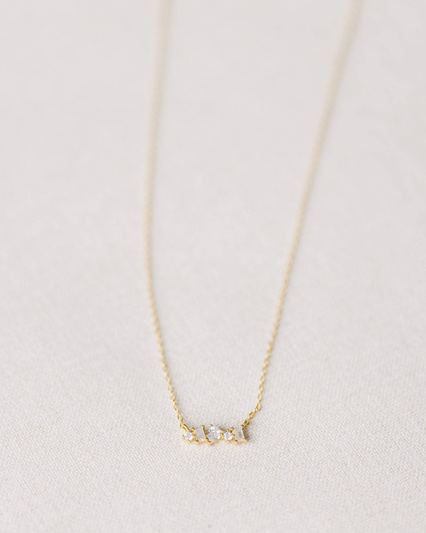 Gold Crystal Bar Necklace