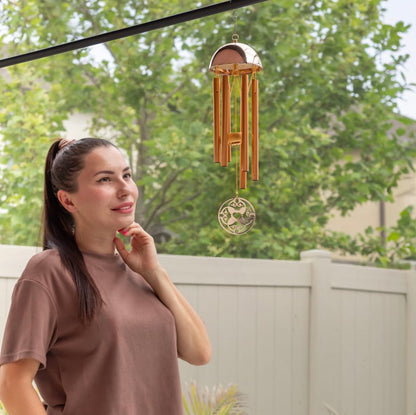 15” Wind Chime with Gift Box – Whispering Hearts™ Collection – Warm Gold Aluminum with Personalizable Heart Charm