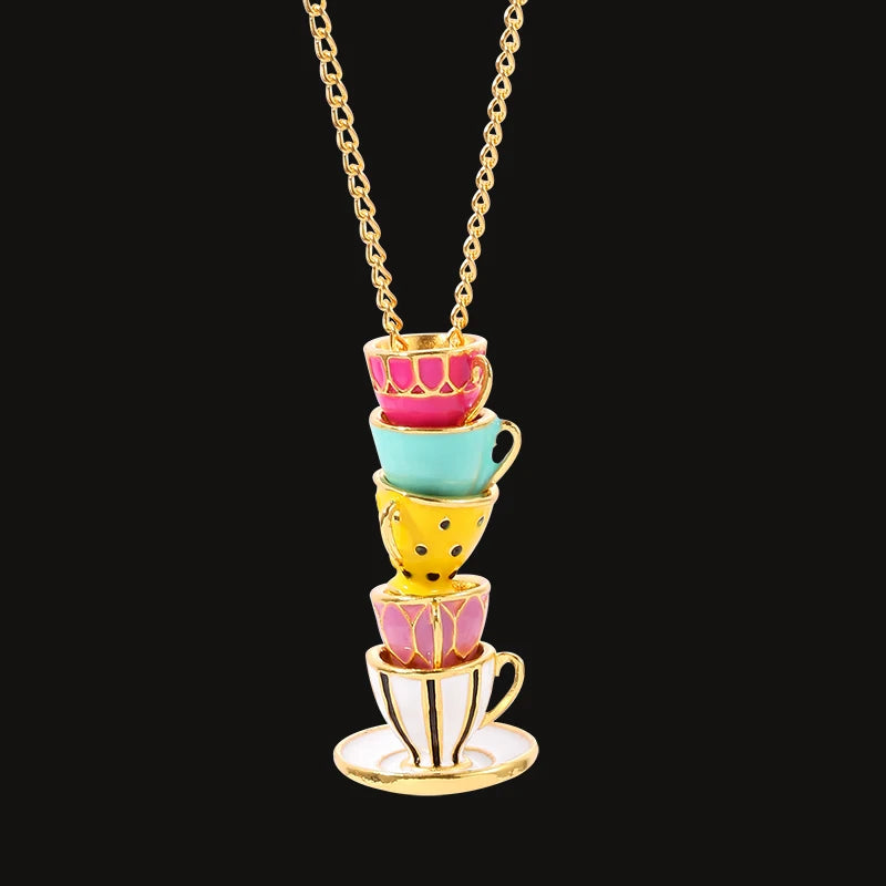 Sweater Chain Teacup Necklace