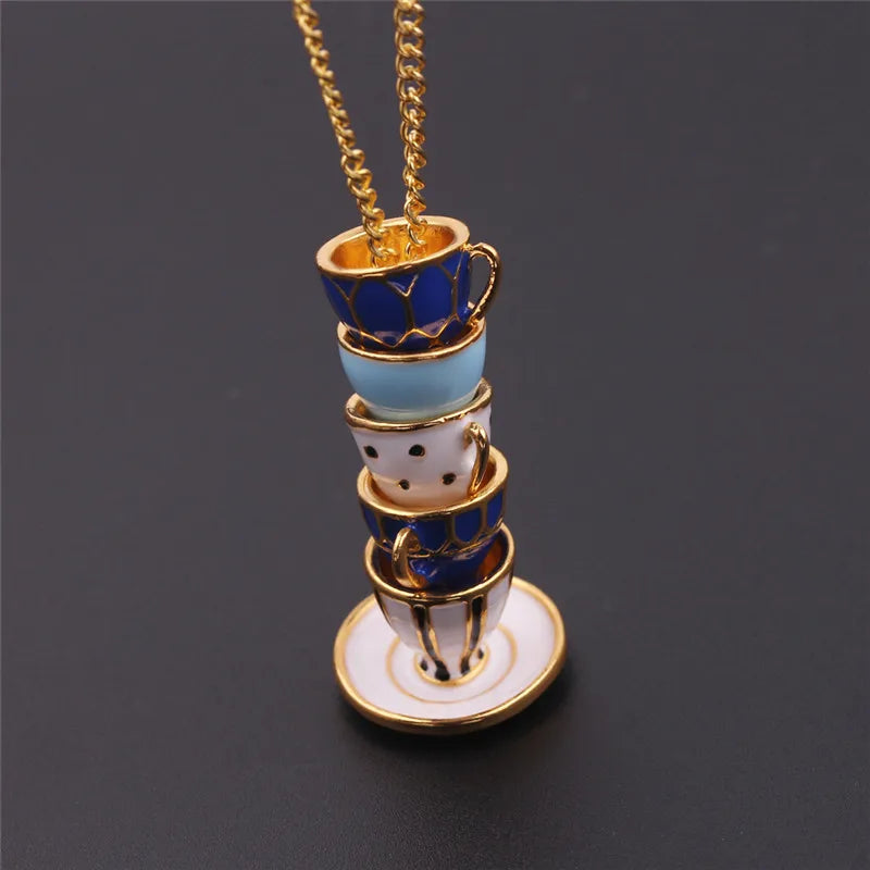 Sweater Chain Teacup Necklace