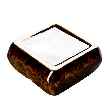 Square Glossy Ceramic Ashtray + Flameless Lighter (GREENISH)