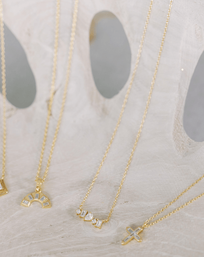 Gold Crystal Bar Necklace