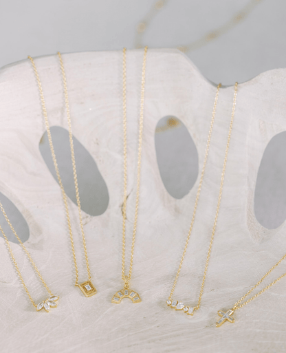 Gold Crystal Rainbow Necklace