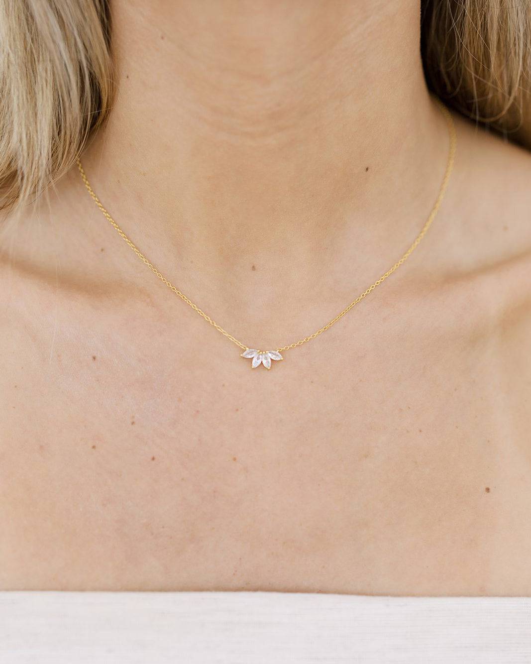 Gold Crystal Flower Necklace