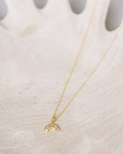 Gold Crystal Rainbow Necklace