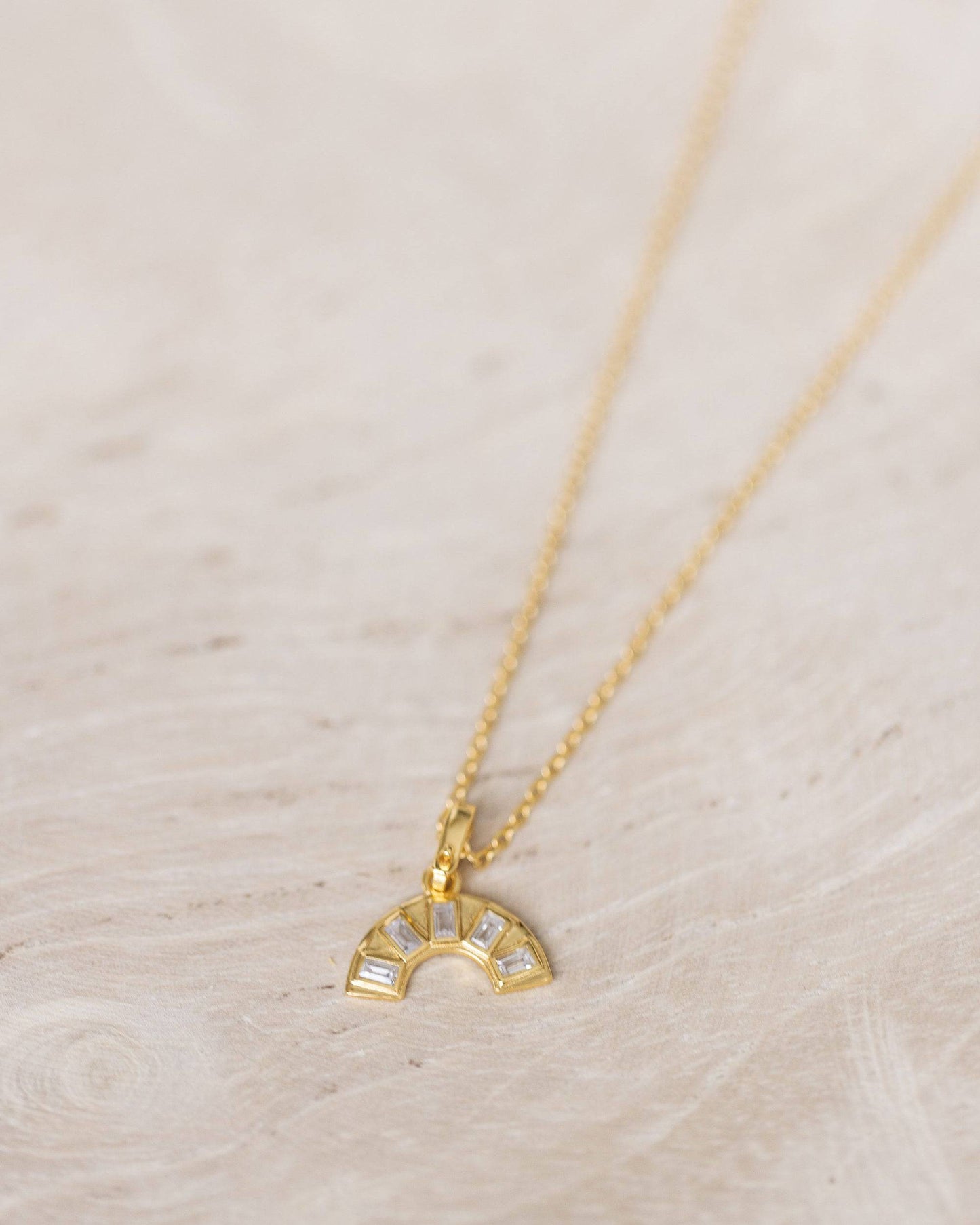 Gold Crystal Rainbow Necklace