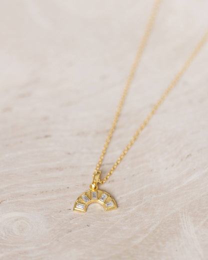 Gold Crystal Rainbow Necklace