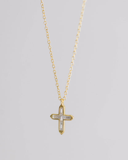 Gold Crystal Cross Necklace