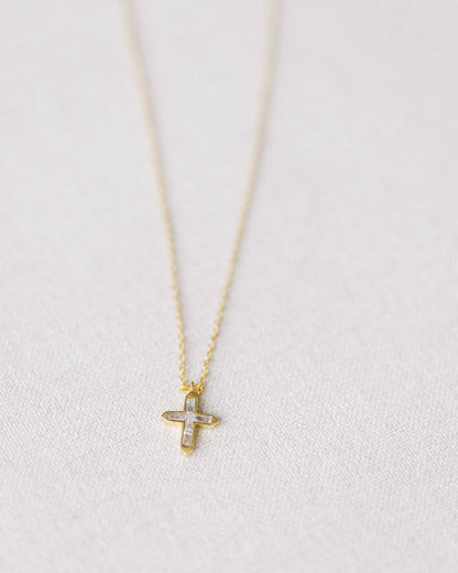 Gold Crystal Cross Necklace