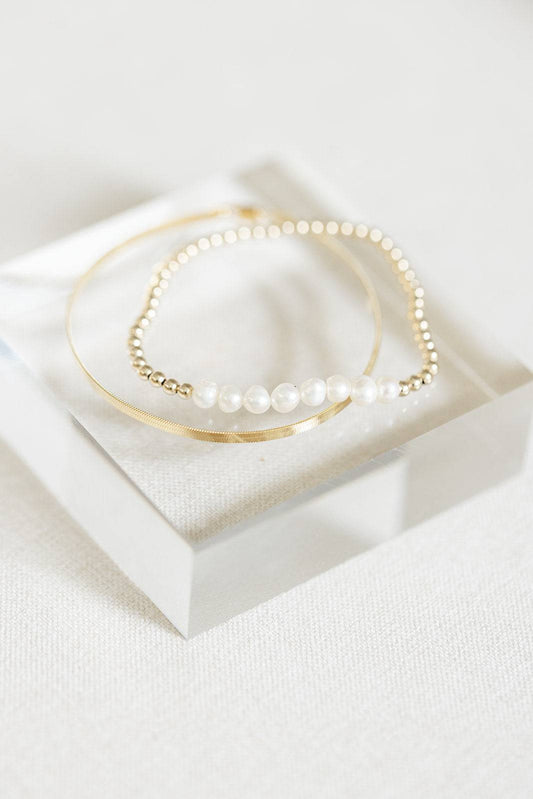 3mm fresh water pearl bar bracelet