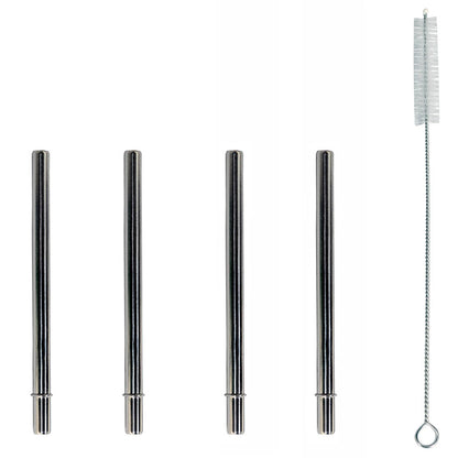 Extra Short 5" Safer Stainless Steel Straws for 12oz Thermos Funtainer, Small Glasses 4 Pack + Cleaning Brush