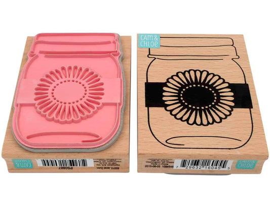 Mason Jar Stamp with Sunflower / Daisy Design