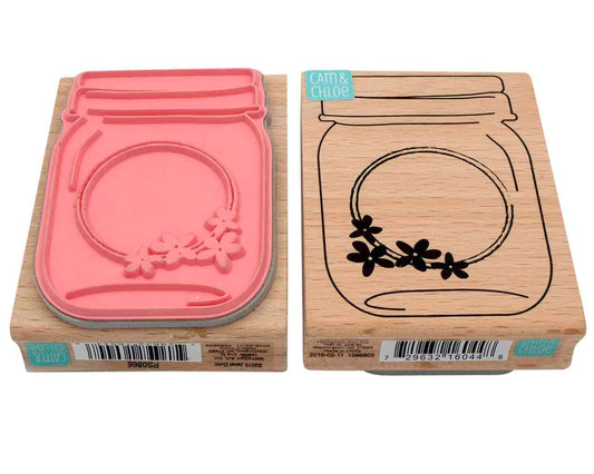 Mason Jar Stamp with Round Label Design