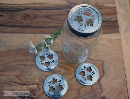 Leaf Pattern Galvanized Metal Lid Insert for RM Mason Jars 10 Pack