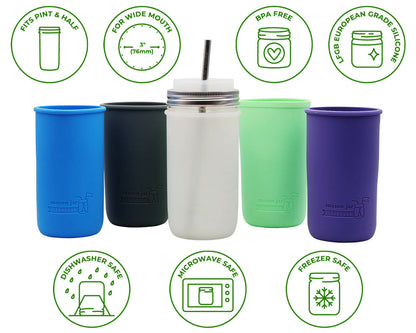 Silicone Sleeve for Pint &amp; Half 24oz Ball Mason Jars