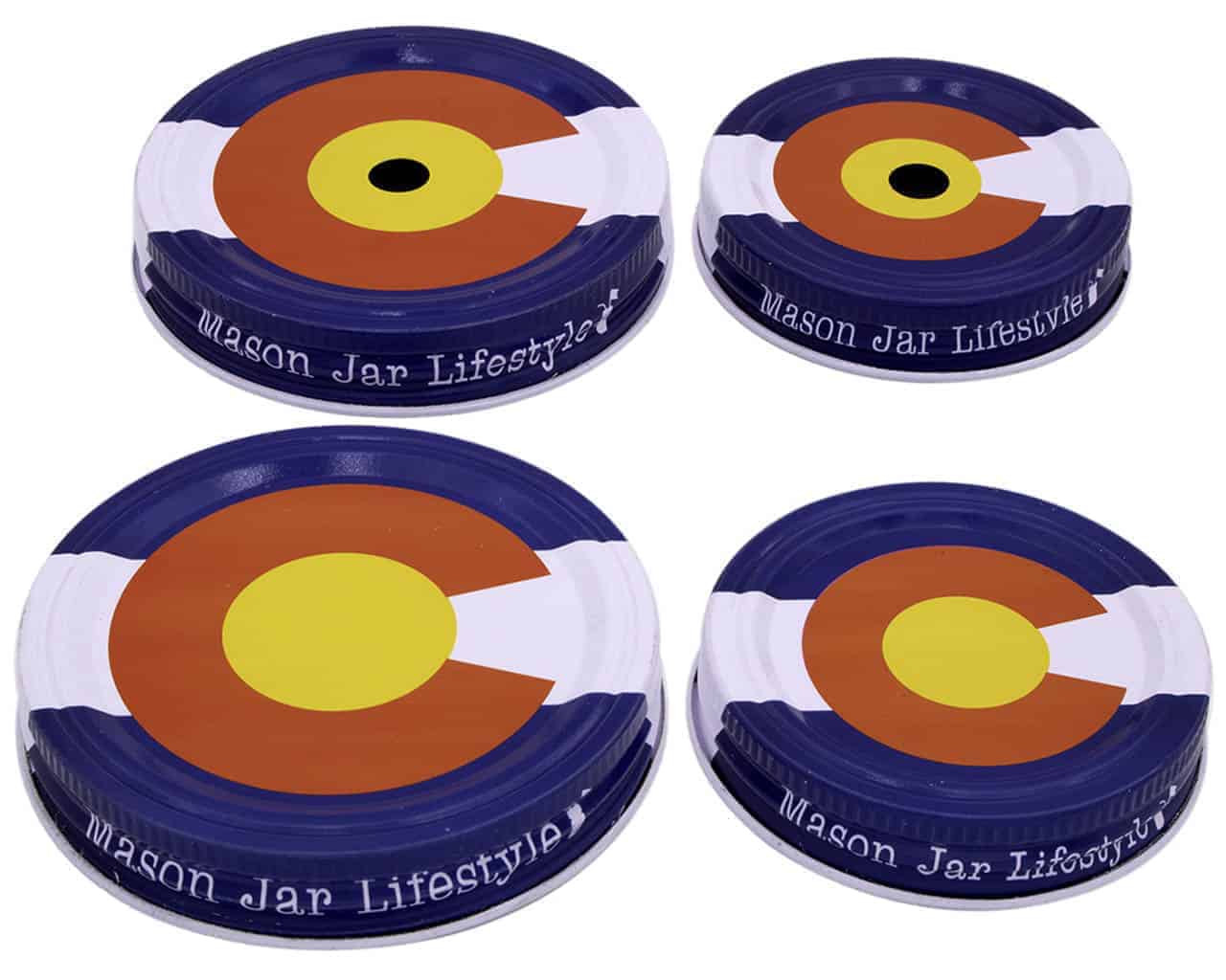 Colorado State Flag Straw Hole Tumbler Lids for Mason Jars