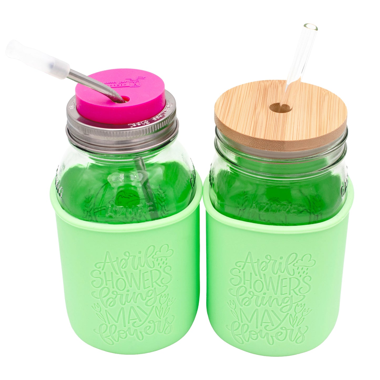 "April Showers" *Limited Edition* Engraved Mint Green Quart Sleeve