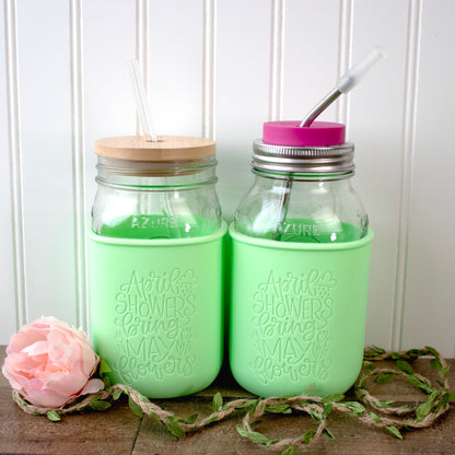 "April Showers" *Limited Edition* Engraved Mint Green Quart Sleeve
