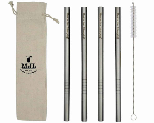 Long Stainless Steel Boba Straws for Quart Mason Jars