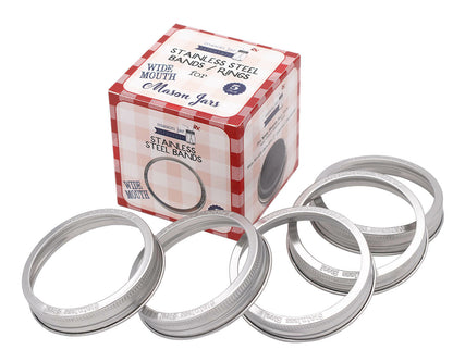 Rust Proof Stainless Steel Bands / Rings for Mason Jars 5 Pack