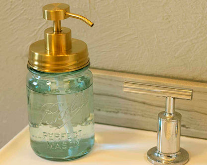 Matte Gold Soap Pump Lid Kit for Regular Mouth Mason Jars