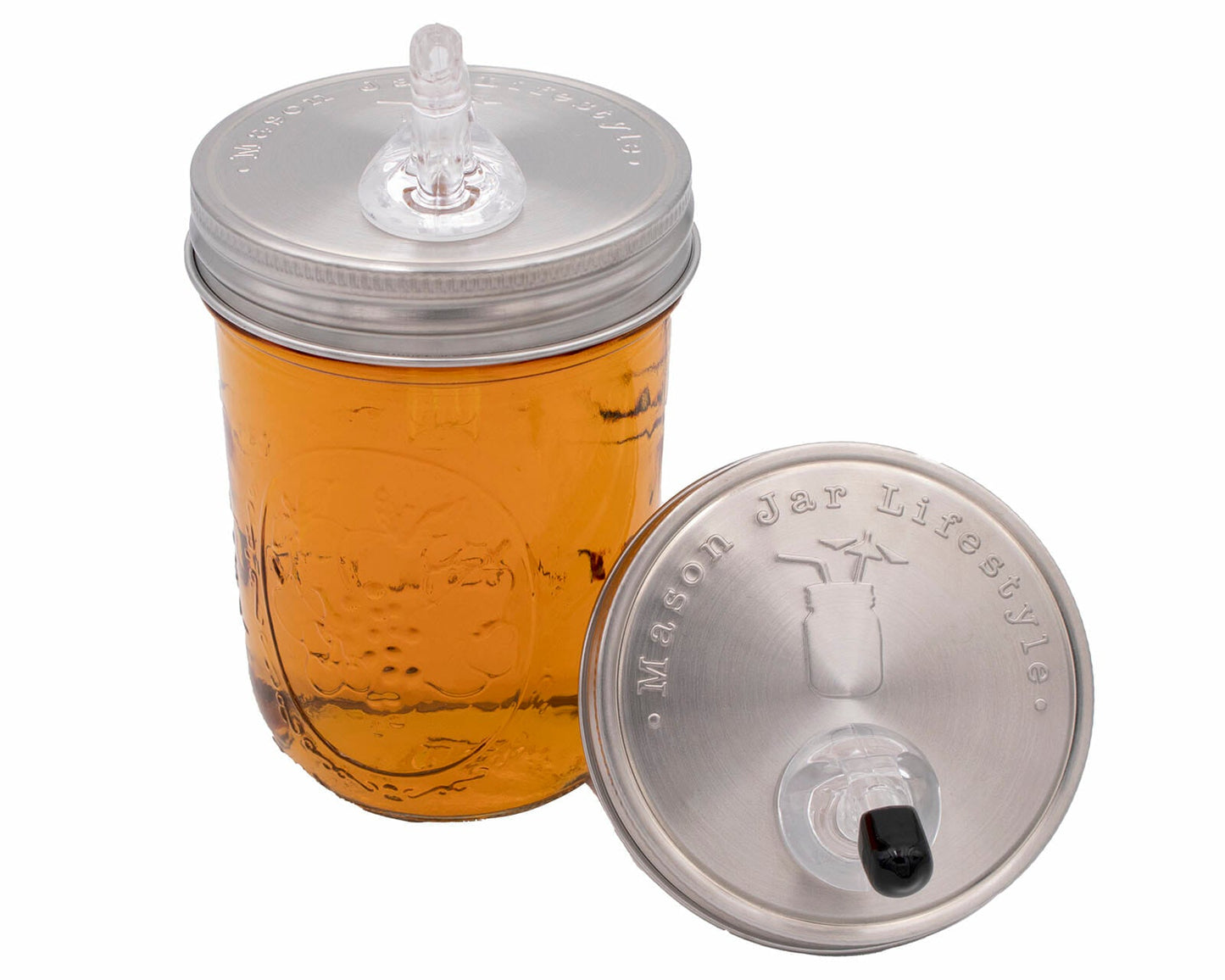 Liquor Pour Spout Stainless Steel Lid for Mason Jars