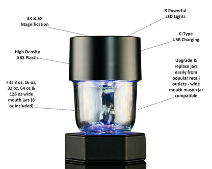 Mason Brite 3.0 Magnifying LED Light Lid Kit