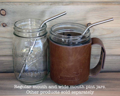 Medium Thin Bent Stainless Steel Straw for Pint Mason Jars