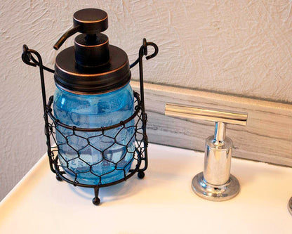 Single Pint Jar Caddy with Chicken Wire for Hanging or Carrying One Mason Jar