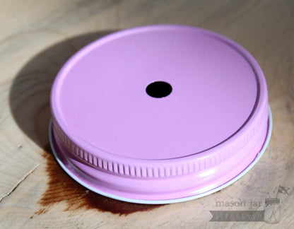 Painted Metal Straw Hole Tumbler Lids for Regular Mouth Mason Jars