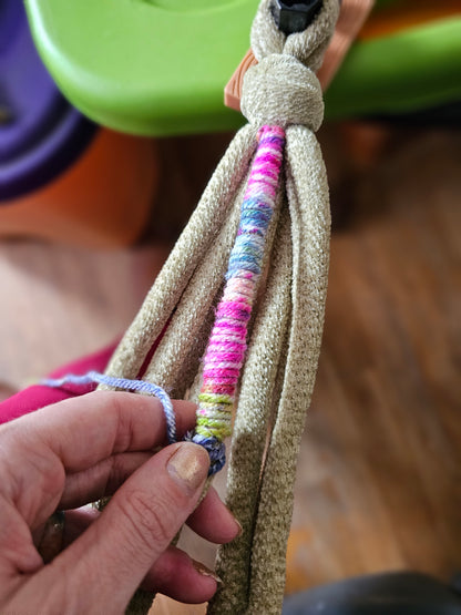 Boho Wrapped Macrame Plant Hangers – Handmade & One of a Kind - Plants 3 trees - Small For 5 Inch Pots