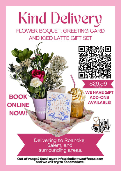 Iced Latte and Boquet Valentine's Delivery Service