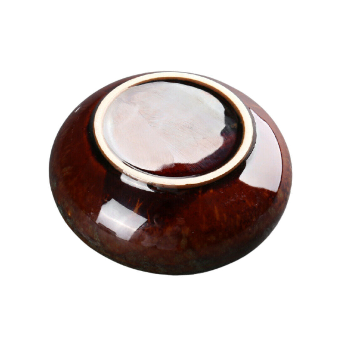 Round Glossy Ceramic Ashtrays + Flameless Lighter (BROWNISH)