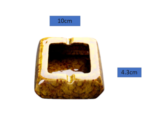 Square Glossy Ceramic Ashtray + Flameless Lighter (BROWNISH)