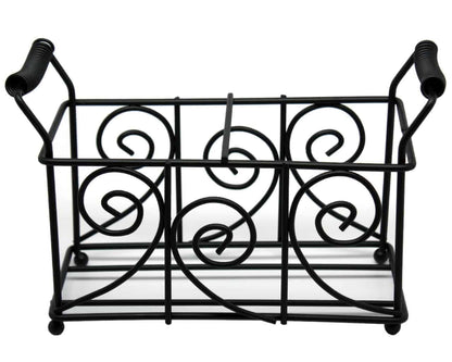 Swirl Black Metal Caddy for 2 Pint Mason Jars