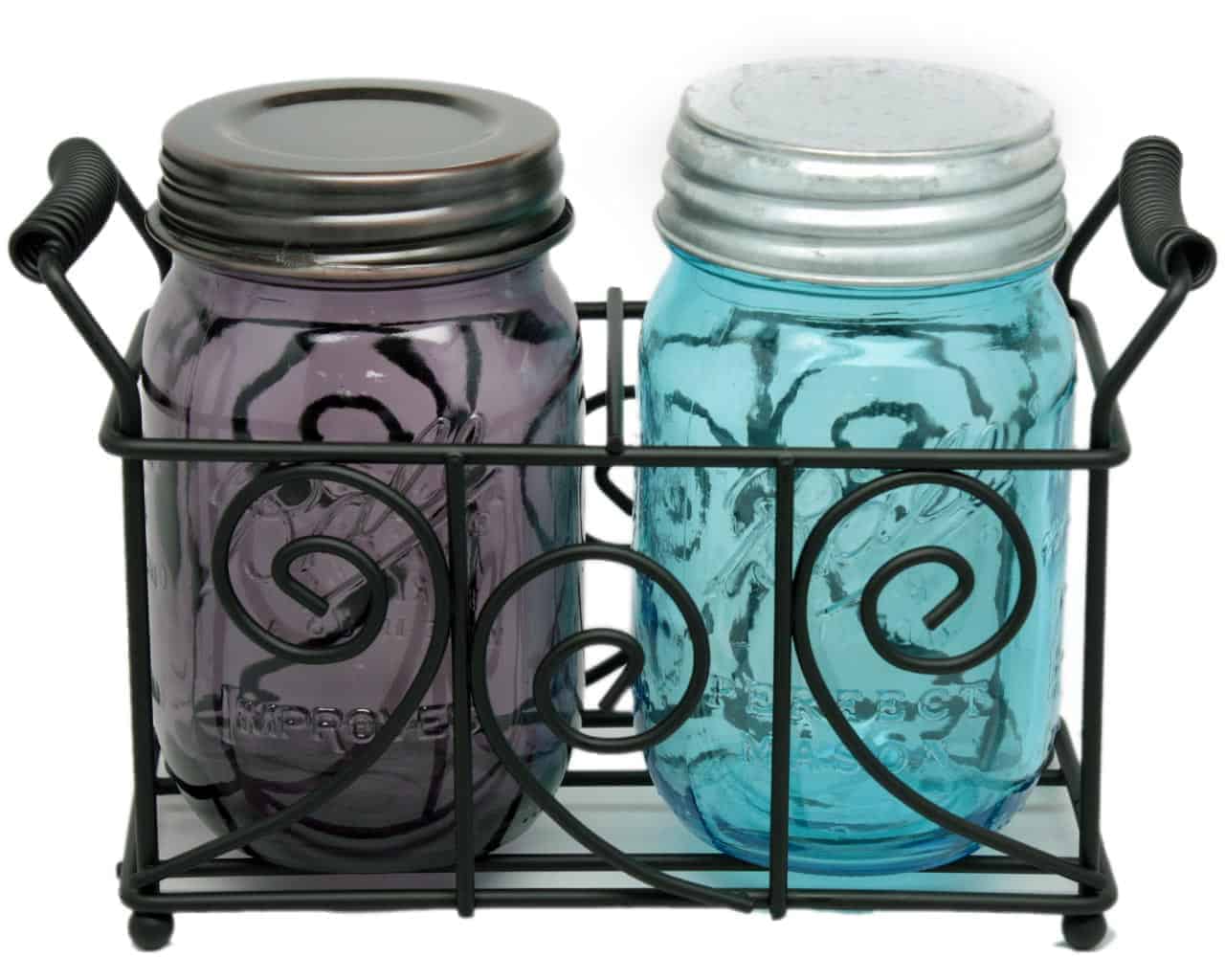 Swirl Black Metal Caddy for 2 Pint Mason Jars